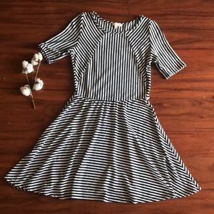 Gianni Bini Navy Mixed Striped Fit n Flare Dress